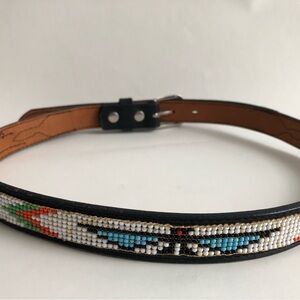 Circle Y Beaded Leather Belt - Multicolor XS